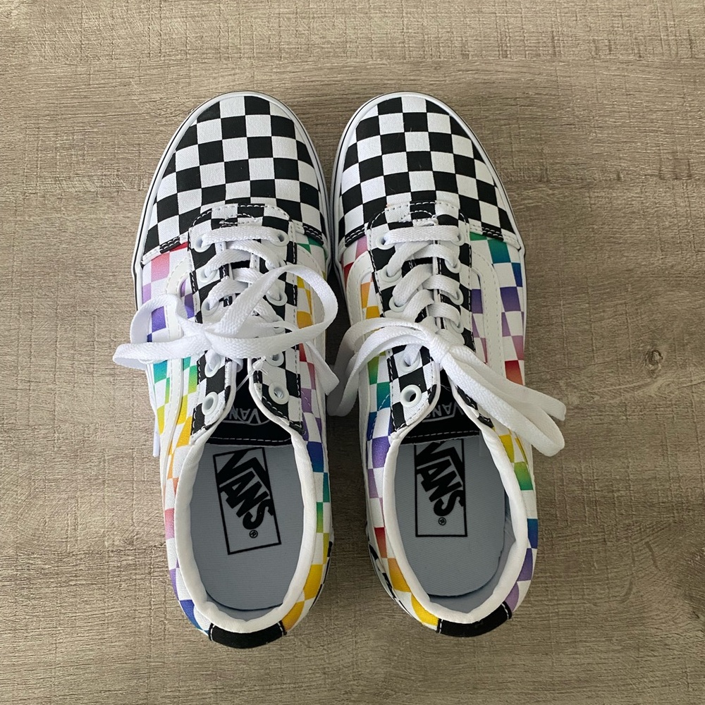 Never been worn- Rainbow Checked Vans